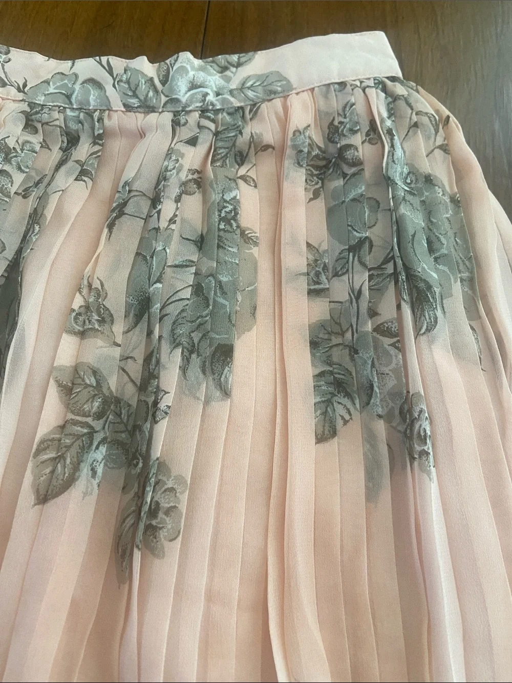 Vintage Silk Pleated Pink Floral Tiered Midi Skirt Romantic Fairycore XS